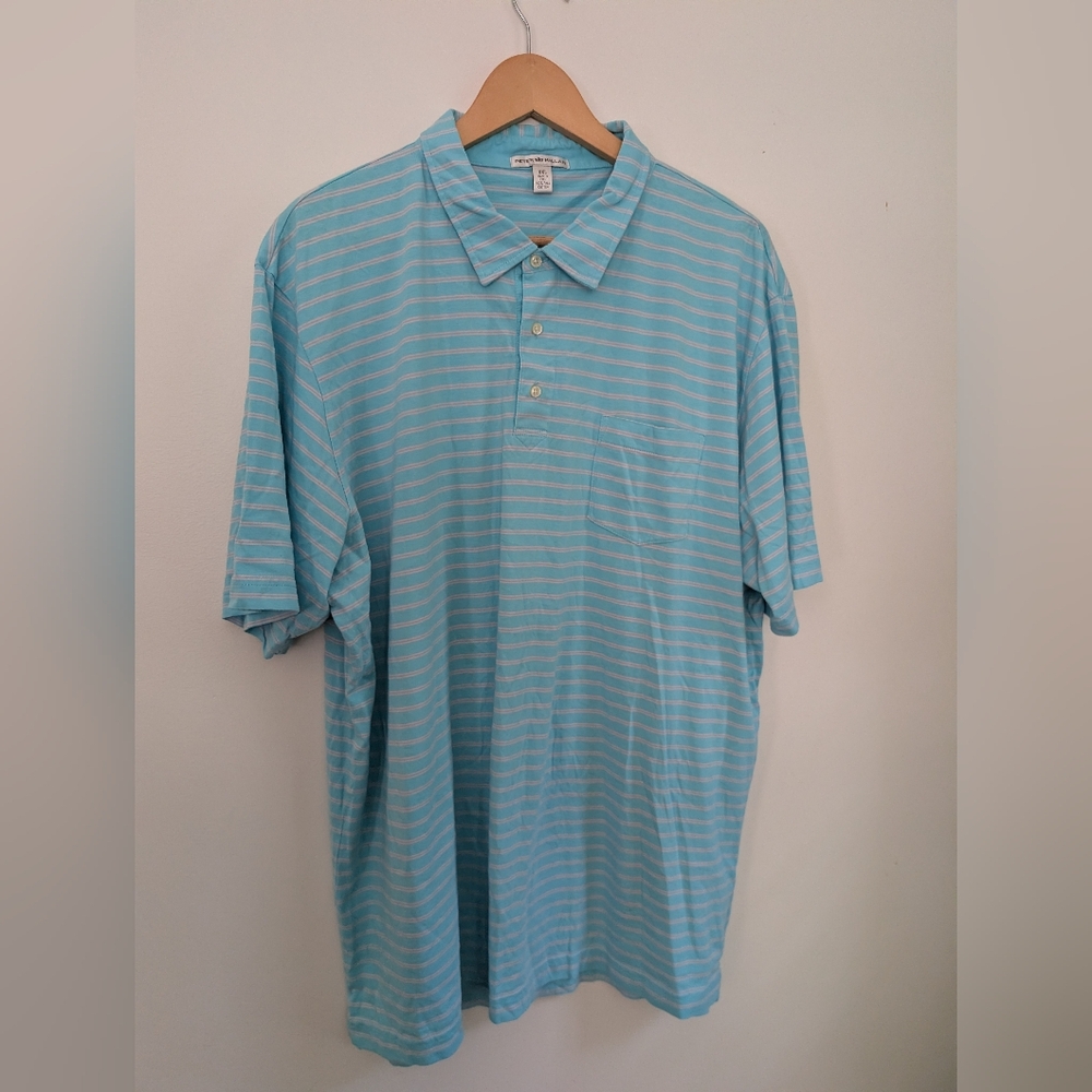 Peter Millar Light Blue Striped Polo Shirt
